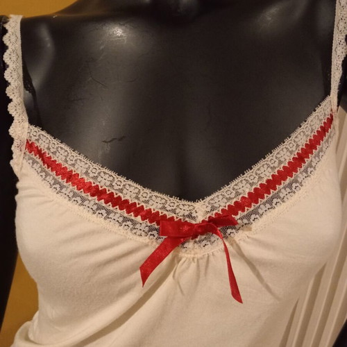 MNG Basic Lace-Trimmed Cream Top Size M New