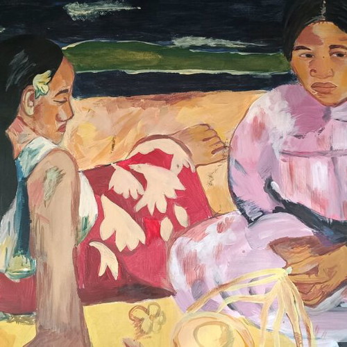 Art painting Femmes de Tahiti ou Sur la Plage acrylic new