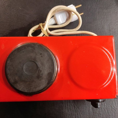 Vacom tabletop hotplate used, red enamel for coffee