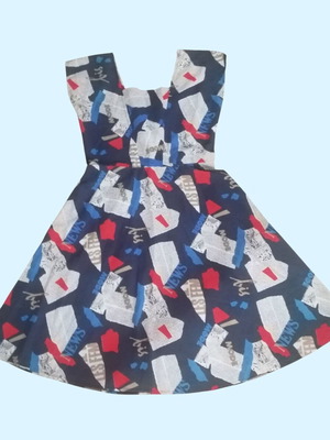 Pop-Art dress inspired by 60s, like new, colorful blue cotton