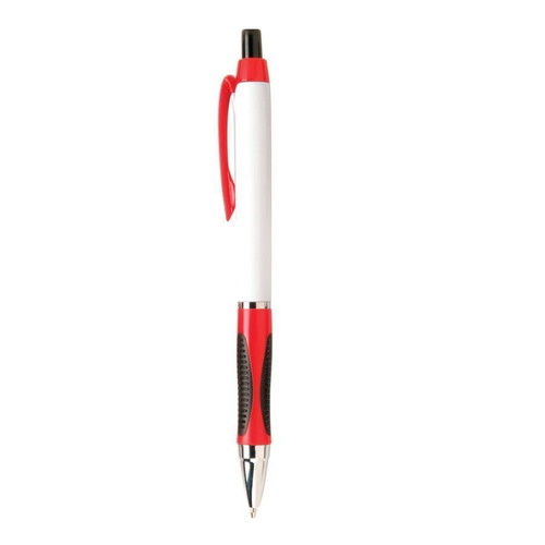 Pen red with silver clip and blue ink new
