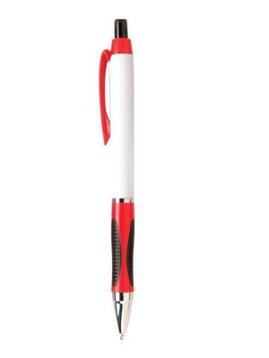Pen red with silver clip and blue ink new