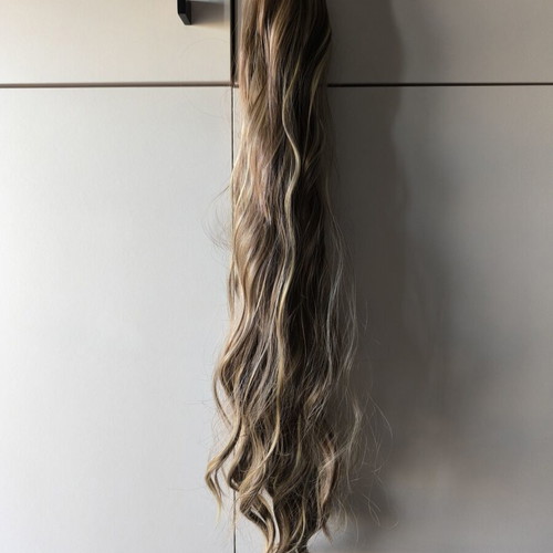 Brown blonde ponytail with clip