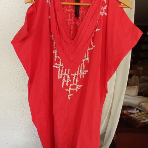 Paul Smith Black Label Oversize Beaded Caftan Dress M IT42 Like New Red