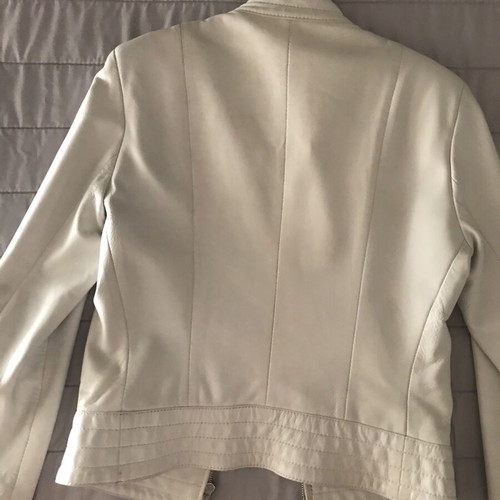 White leather women's jacket, slim fit