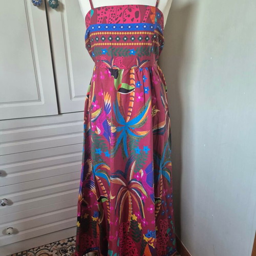 Maxi printed dress S/M cotton new, colorful summer print