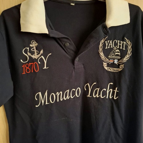 Polo shirt Monaco yacht medium size like new, cotton, white and blue