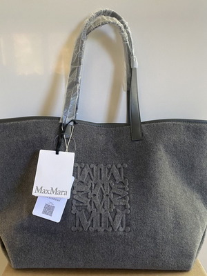 Max Mara Patella μεγάλη τσάντα tote από τσόχα με τσαντάκι σε ανθρακί