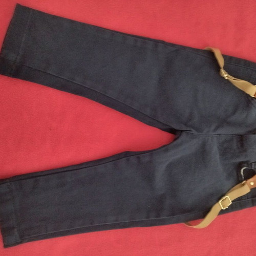 Blue pants with suspenders for 18 months, like new