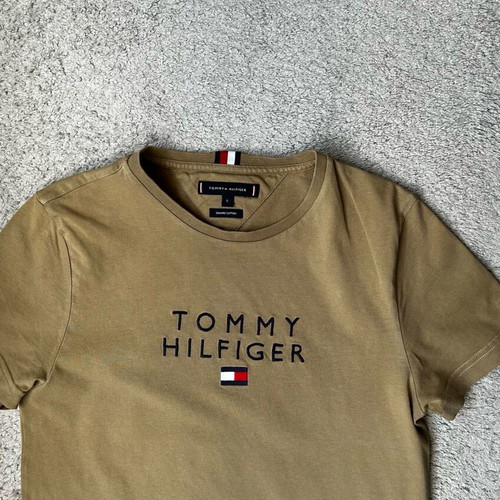 Tommy Hilfiger Slim T-shirt S like new, logo embroidery, green