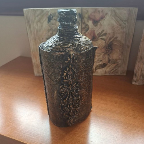 Handmade bottle with decoupage new