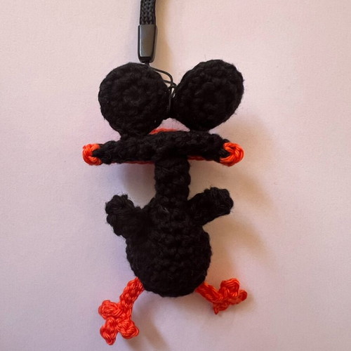 Handmade knitted black amigurumi duck charm like new