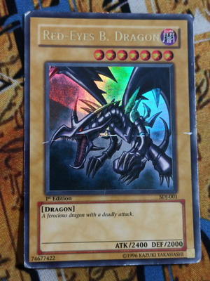 Red Eyes Black Dragon κάρτα μεταχειρισμένη, SDJ 1st, Ultra Rare, Yugioh