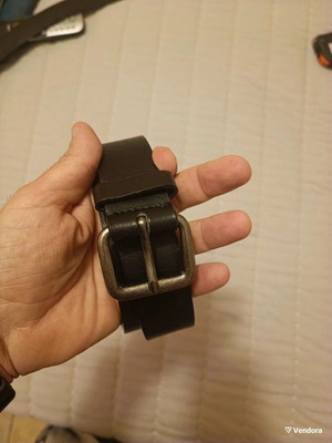 Vintage leather black belt used, length 109cm