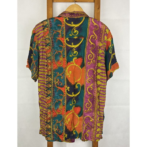 Vintage handmade colorful shirt used with shoulder pads, oversized
