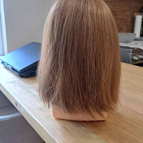 Wig 100% natural hair, long bob, light brown, new