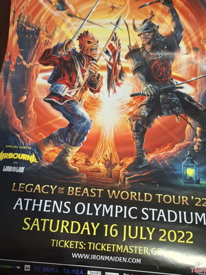 Iron Maiden poster used, Legacy of the Beast World Tour 2022