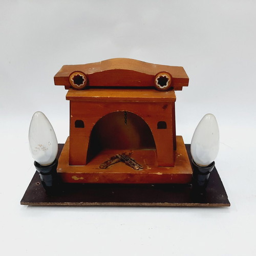 Vintage night lamp fireplace Bulgarian style with textolite base