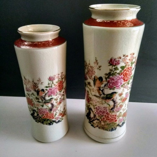 Japanese Gold Satsuma vases used, pack of 3