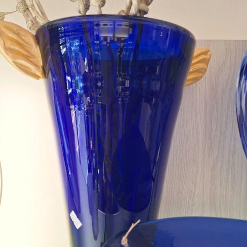 Set of 2 vase and bowl from natural glass Mediterranean new