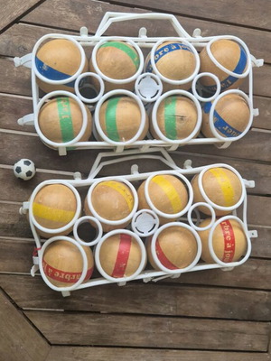 Vintage σετ ξύλινες μπάλες Bocce / Pétanque μεταχειρισμένο, 12 τμχ
