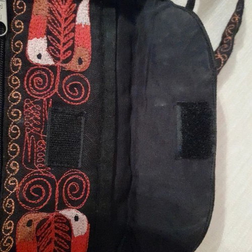 Ethnic Handmade Embroidered Fabric Crossbody Bag like new, 24×21 cm