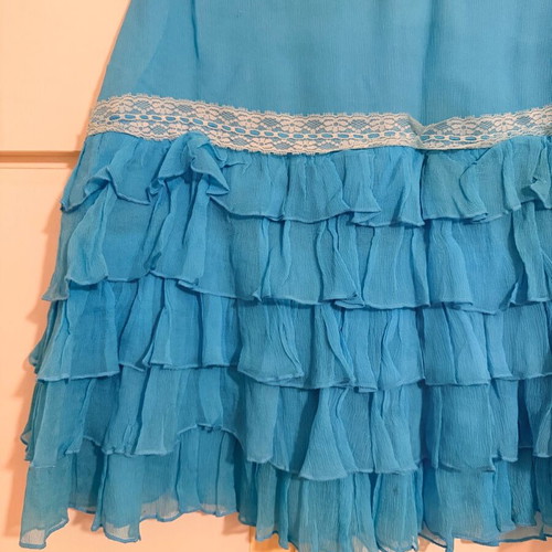 Vintage silk skirt Blugirl used, turquoise, Italian size 40