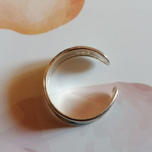 Silver 925 Painted Petrol Color Toe Ring new with Yellow and White Designs