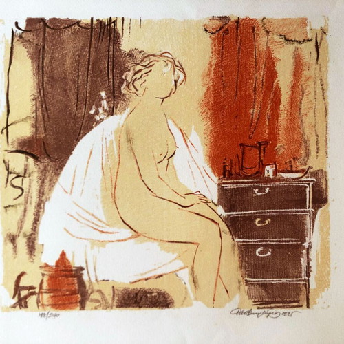 Silk screen printing by Giorgos Varlamos like new, numbered and signed 52x72cm