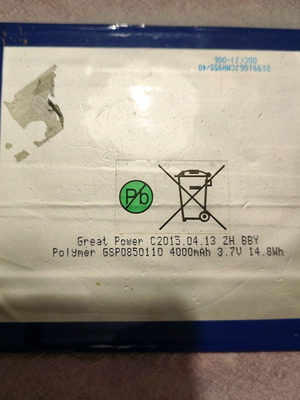 Tablet battery unused 4000mAh Great Power Polymer
