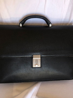 Siambanis black leather handmade briefcase used