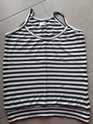 Striped sleeveless top LOOK used, white/navy blue, size XS