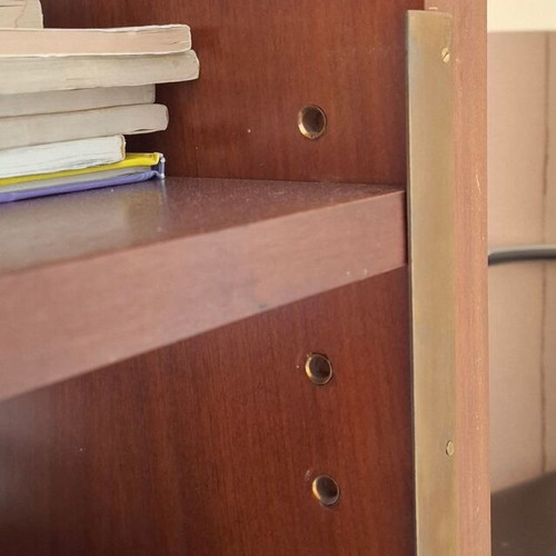 Handmade Varagki wooden bookcase used, 3 shelves with cabinet