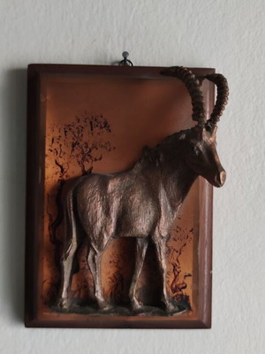Vintage Copper Relief Wall Art African Sable Antelope Used