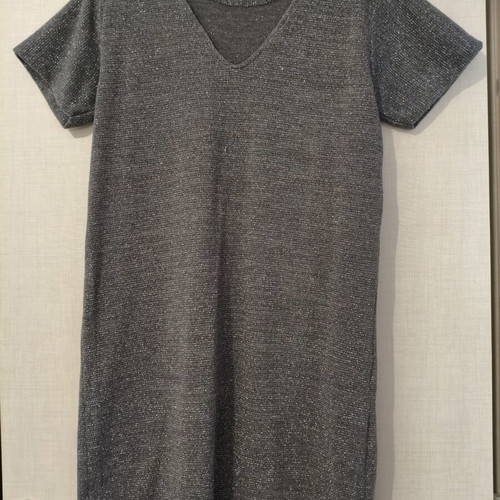 Handmade Lurex Mini Dress with Glitter Grey Silver size S/M like new