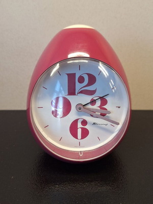 Blessing vintage 1970s pink egg-shaped alarm clock, West Germany
