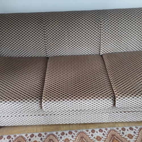 Vintage 3-Seater Sofa Bed Mid-Century with Viennese Cane and Wood used