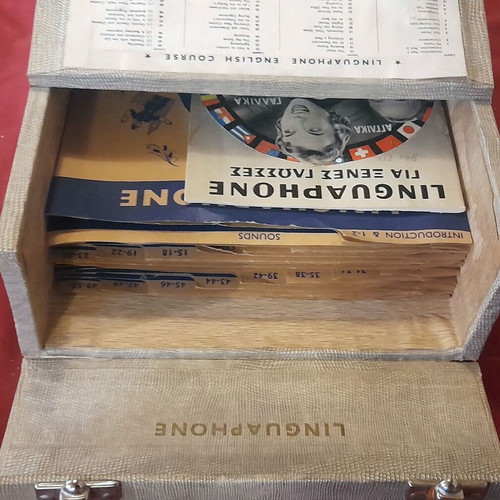 Linguaphone English Course 45 RPM vinyl record set, vintage