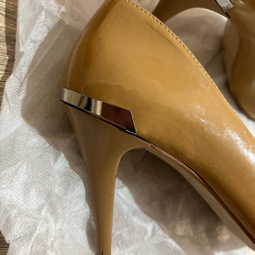 Stefania heels used, beige with silver detail, 8cm heel, size 40