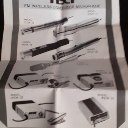 Wireless FM microphone used with case and prospectus