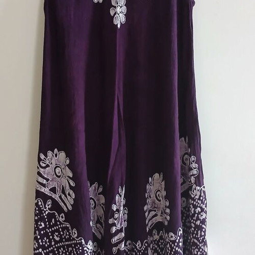 Boho ethnic dress, purple and white, viscose, free size
