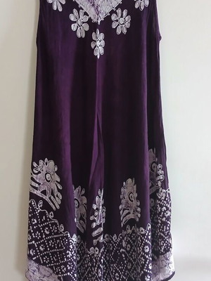 Boho ethnic dress, purple and white, viscose, free size