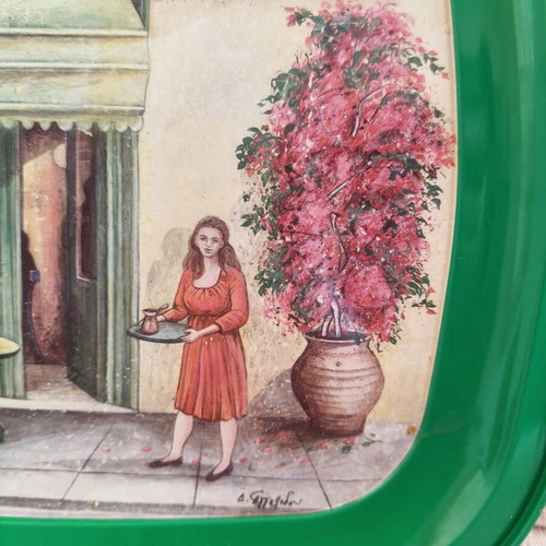Vintage metal tray Καφενείον Παπαγάλος like new