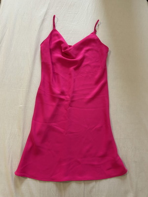 River Island fuchsia dress with straps and belt like new