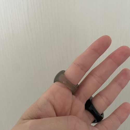 Faux big rings like new, black and khaki, plastic, size 50-52