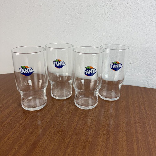 Fanta glass set used, vintage, 4 pieces