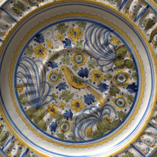 Μεγάλο Ιταλικό Πιάτο Maiolica μεταχειρισμένο, Σχολή Πάβιας 17ος-18ος αιώνας