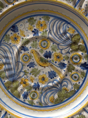 Μεγάλο Ιταλικό Πιάτο Maiolica μεταχειρισμένο, Σχολή Πάβιας 17ος-18ος αιώνας