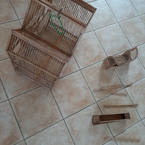 Wooden Birdcage used with feeder and perches