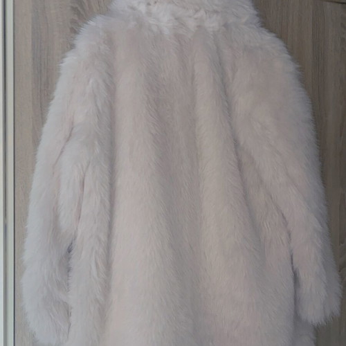 Faux Fur Coat Stradivarius New, White, Size S